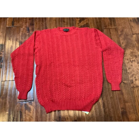 Loro Piana Men's Red Cable Knit Crew Neck Sweater, Size L | 50 - Picture 1 of 8